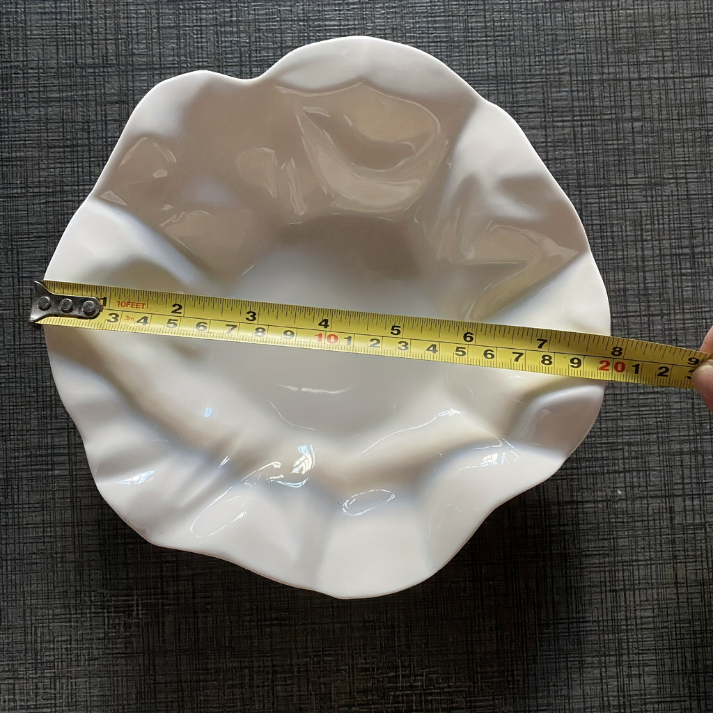 1 pc, Creative Pleated White Ceramic Dinner Plate, Hotel Serving Plate, Pasta Plate, Dessert Plate, Restaurant Commercial Plate, Dessert Tray, Sashimi & Sushi Platter
