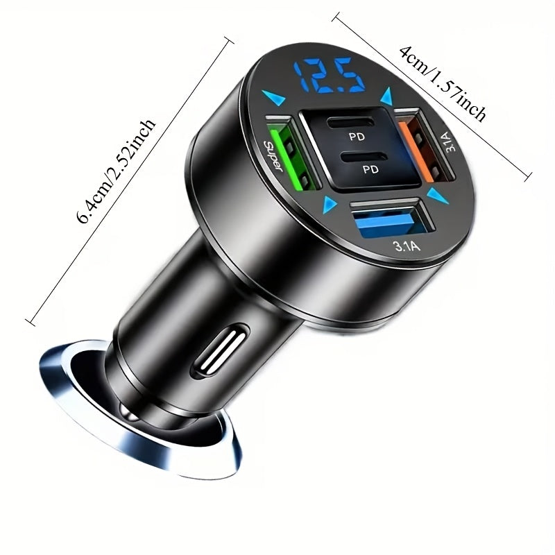 5-Port 36W USB C Car Charger with PD Fast Charging | Compatible with iPhone 12/13/14 Pro, Samsung, Xiaomi 11 - Perfect Holiday Gift