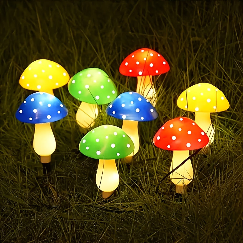 8个太阳能蘑菇花园灯，8种照明模式，IP44，塑料蘑菇桩灯，用于露台，花园，小径，墓地，圣诞节，感恩节，新年礼物，户外串灯，装饰你的院子