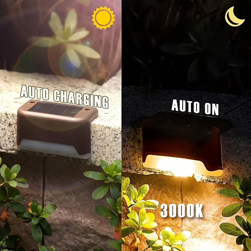 16 Pack Solar Deck Light Set, Solar Step Light LED Courtyard Decorative Outdoor Light, IP44 Waterproof, Suitable for Outdoor Railings, Stairs, Fences, Posts, Walkways, Courtyards, Gardens, Poolside - Perfect for Halloween and Christmas Decoration