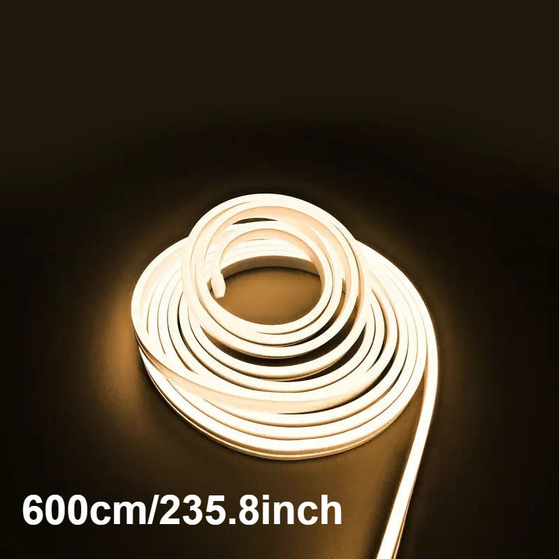 LQHZMYY 16.4英尺柔性LED霓虹灯带 - USB供电白色氛围照明，适用于室内外家居装饰、卧室、厨房、万圣节派对装饰（3.3英尺至16.4英尺），家庭内部灯光