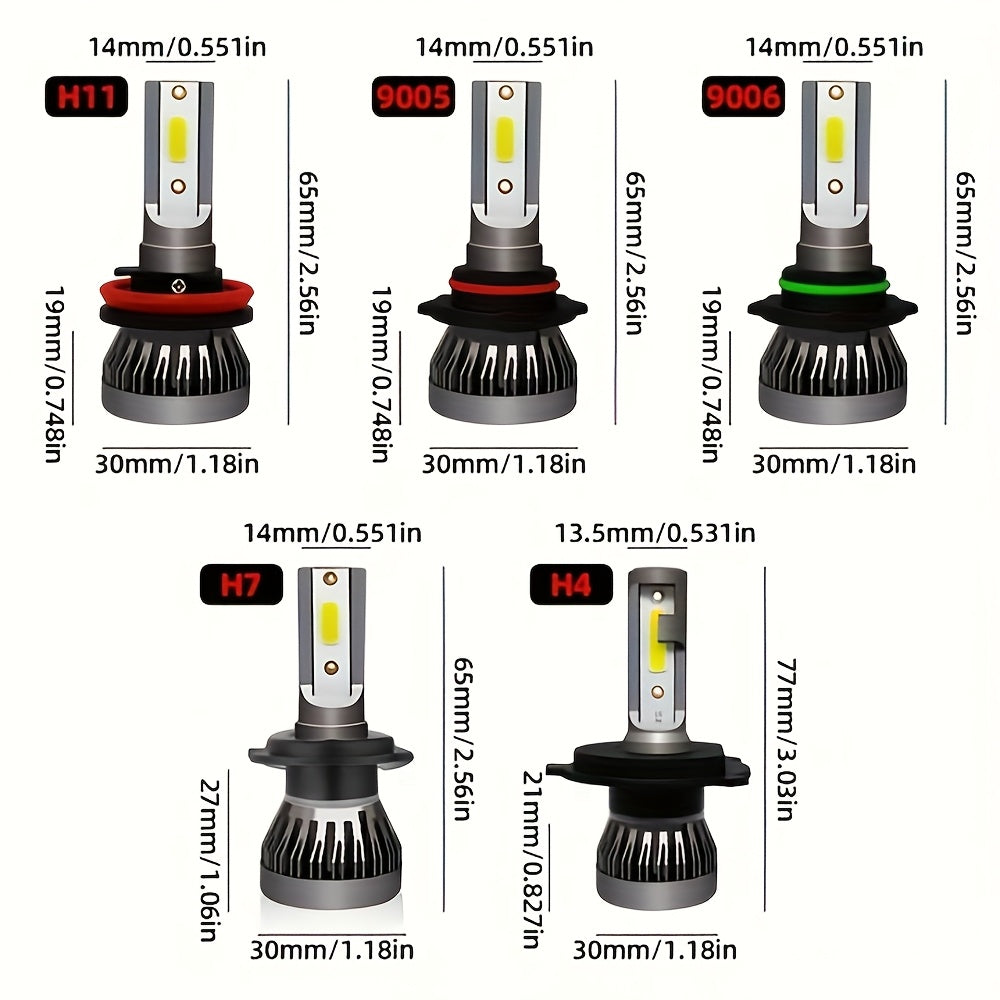 CROSSPASSION 2-Pack 9005 HB3 9006 HB4 H1 H4 H7 H11 Headlight and High Beam COB LED Headlights, 230W High Power 6500K Pure White Light, Integrated Driver, 1:1 Mini Size, Easy to Install, No Battery Included