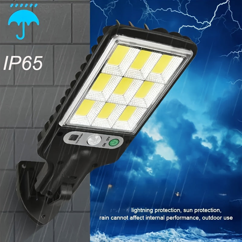 8/6/4 Pack Solar Street Light with PIR Motion Sensor, IP65 Protection Rating, 108 COB LED Security Wall Light with Remote Control, 3 Modes, Solar Searchlight Perfect for Garden, Courtyard, Porch, Garage Lighting