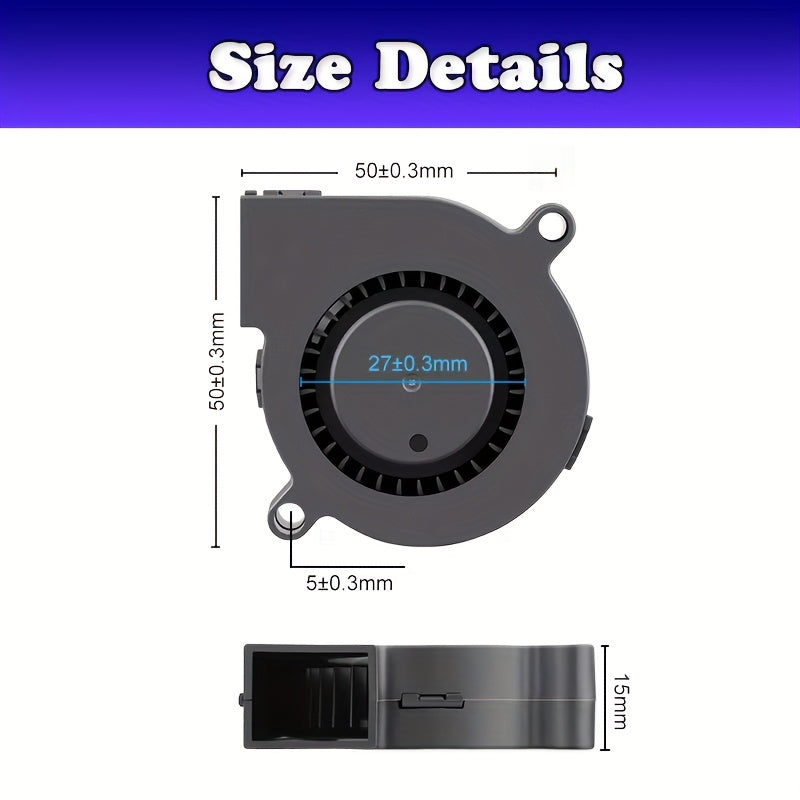 DC 12V 24V 50X50X15Mm Curved Blade Radiator Fan, 2Pin Radial 5015 Turbo Cooling Fan, 1.97 Inch 50Mm Cooler for 3D Printer Heat Dissipation