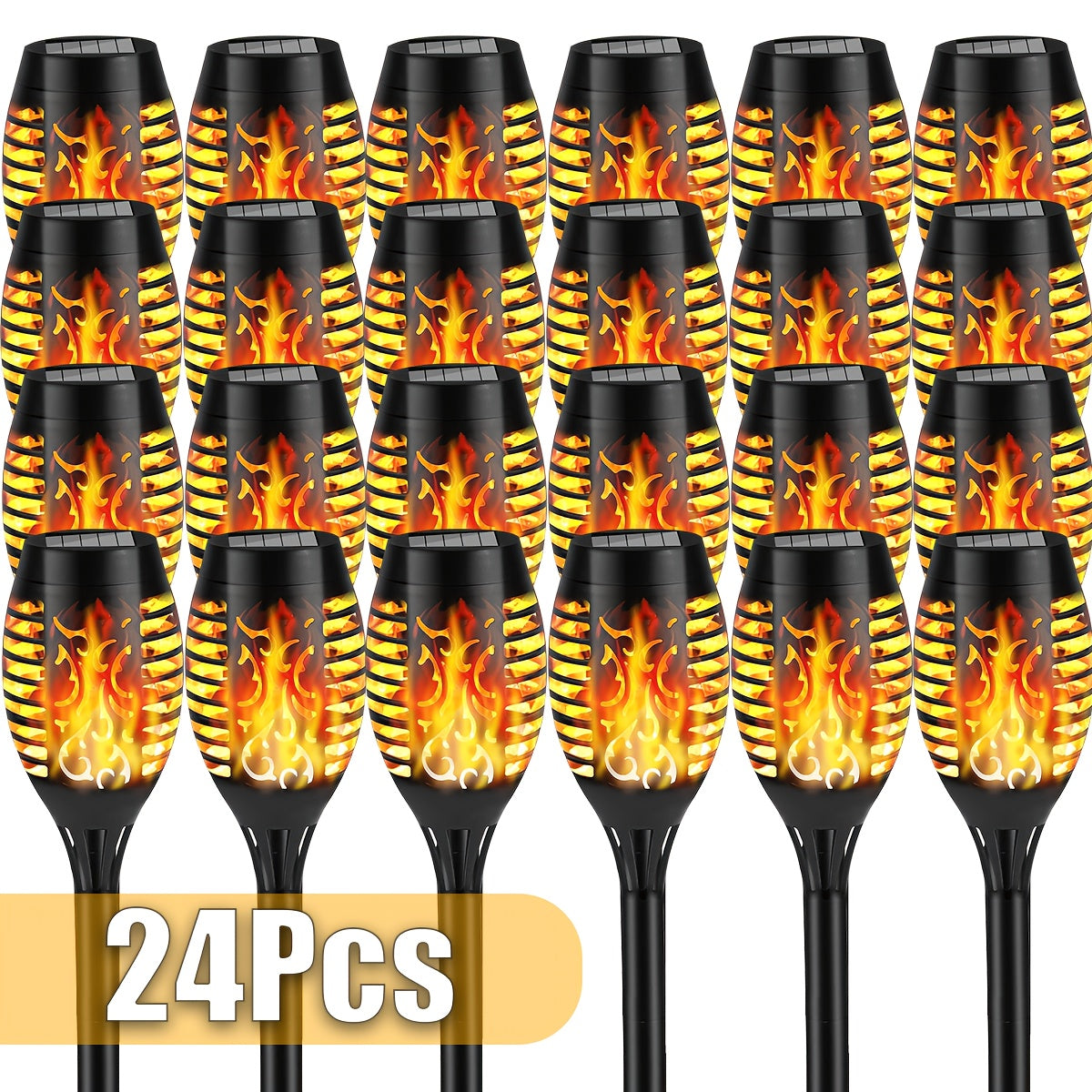 24-Piece Outdoor Solar Christmas Light, Dancing Flickering Flame Torch Light, Suitable for Lawn, Garden, Courtyard, etc., IP44 Protection Rating, Automatic On/Off, Solar Courtyard Decorative Light, Outdoor Christmas Decoration