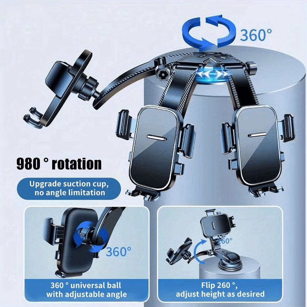 [Super Strong Suction Car Phone Mount] Heavy-Duty Ultra-Strong Suction Cup Dashboard Car Phone Holder, Compatible with iPhone & All Smartphones