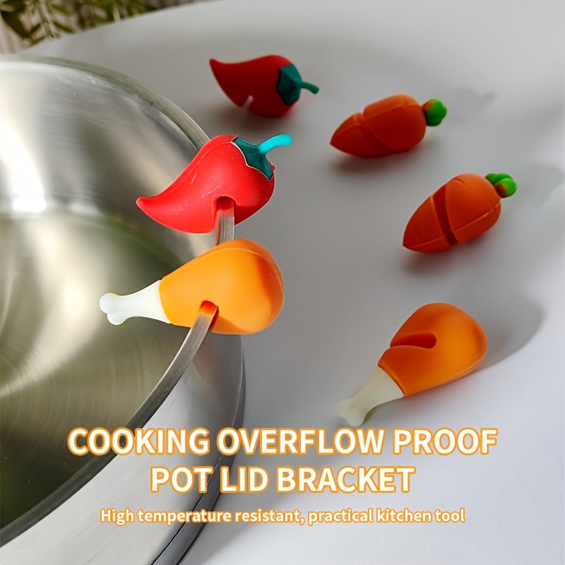 or 3 Pieces Silicone Creative Anti-Boil-Over Pot Holder – High-Temperature Resistant Silicone Material – Perfect for Lifting Pot Lid While Heating Porridge, Soup, Milk to Prevent Spills