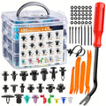 725-Piece Automotive Retainer Clip and Plastic Fastener Assortment, Includes 16 Common Sizes of Nylon Bumper and Fender Rivets, Comes with 10 Cable Ties and Removal Tool – Made of Durable Insulated Material for Automotive and Industrial Use