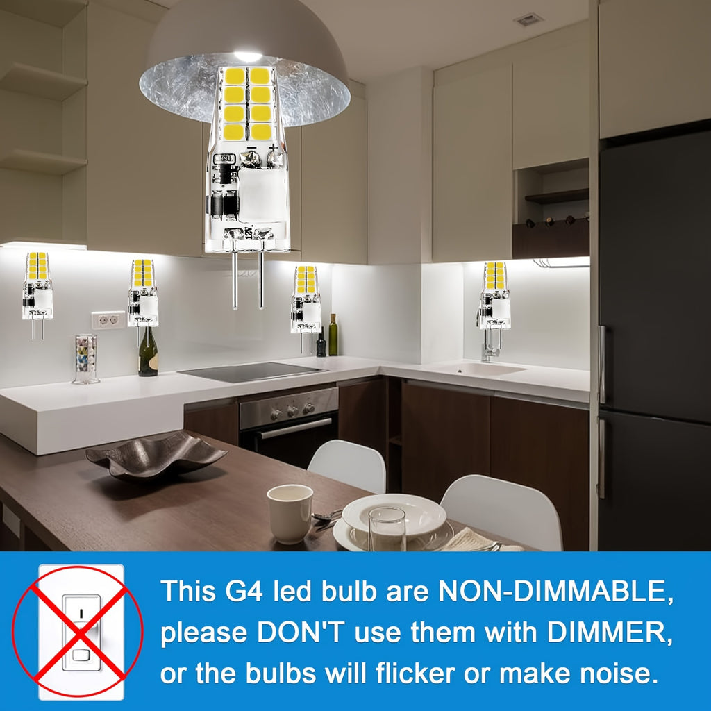 10-pack G4 type LED bulb, low voltage 16 LED beads, AC/DC 12V, flicker-free, 2W warm white 2700K / cool white 6000K, small bulb