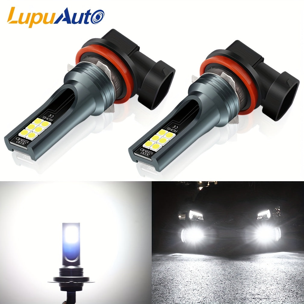 H11/H9/H8/H16 LED 灯泡,15000LM 超亮度,真正的 1:1 迷你尺寸,6000K 白色照明适用于汽车 H11 雾灯 即插即用,即插即用。 2 件装