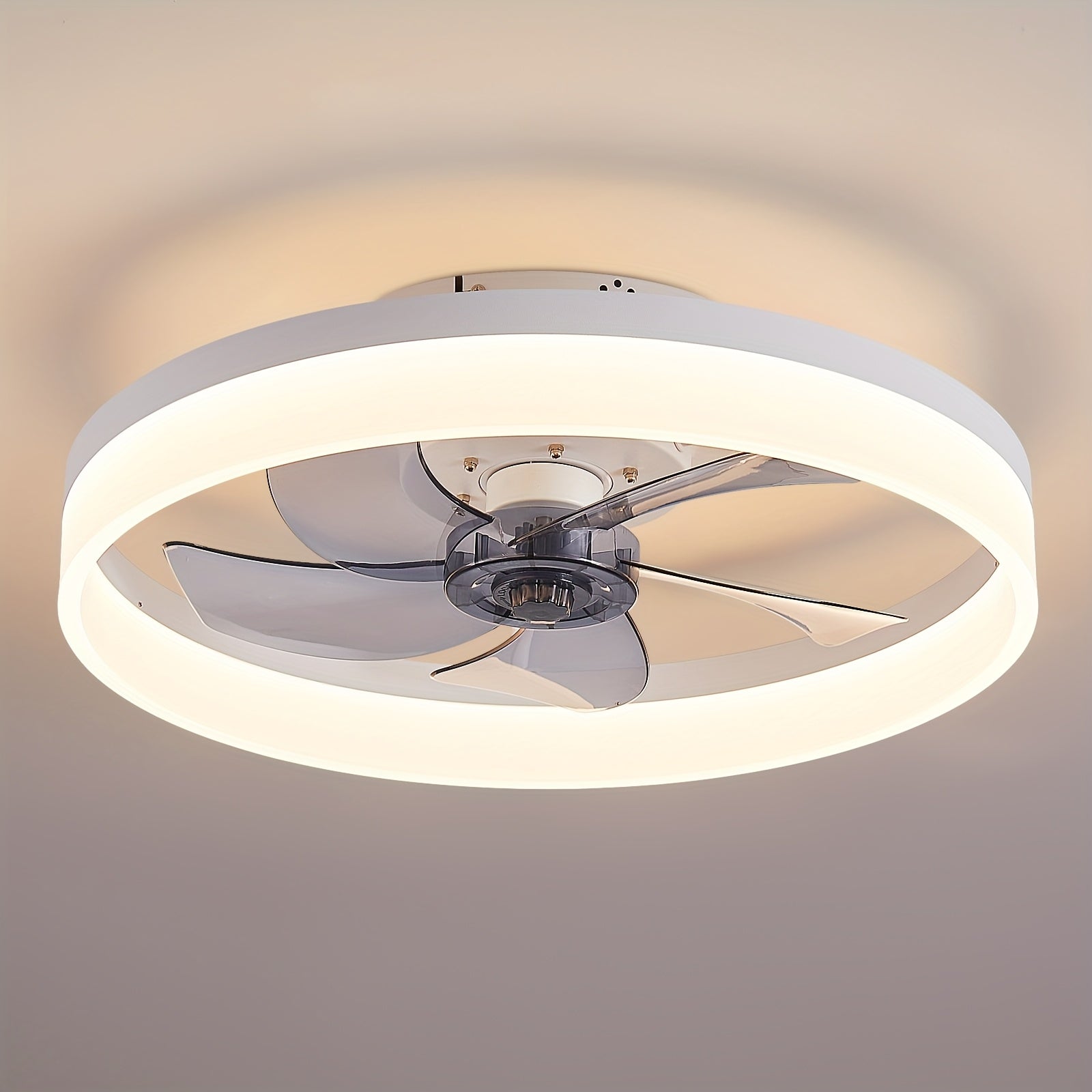 Low Profile 19.7 Inch Ceiling Fan with Light & Remote, Dimmable LED 3000K-6000K, 6 Speed Levels, Black Chandelier Fan for Bedroom Living Room