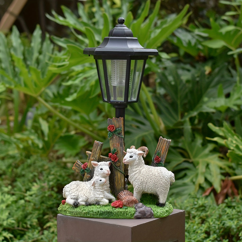 OTDECOR 1-Piece Solar Sheep Family of Three Outdoor Statue Light, IPX4 Solar Sheep Family of Three Decoration, Suitable for Outdoor Courtyard Decoration, Lawn Decoration, Garden Decoration, Path Decoration