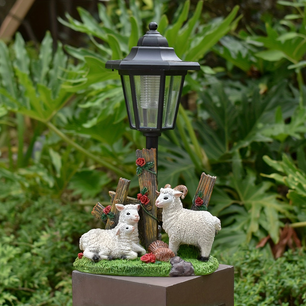 OTDECOR 1-Piece Solar Sheep Family of Three Outdoor Statue Light, IPX4 Solar Sheep Family of Three Decoration, Suitable for Outdoor Courtyard Decoration, Lawn Decoration, Garden Decoration, Path Decoration
