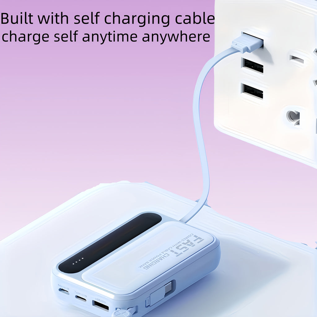 2026 LADAPU Newest Upgrade Mini Cute 10000mAh Portable Pocket Size 5W 15W Fast ChargingPower Bank, Small Size Large Capacity High Appearance, Built-in 4 Cables, High-SpeedRechargeable Battery, Trave Must Have, Great Girlfriend Gift, For IPhone