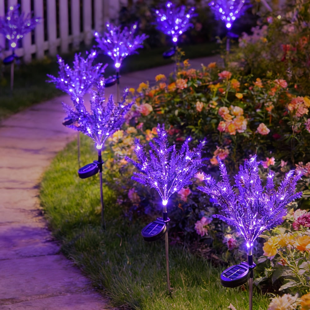 1 Pack Solar LED Lavender Garden Light with 7 Artificial Flowers, Outdoor Decorative Light, New Rural Plant Flower Light, Perfect for Pathways, Lawns, Backyards – Auto On/Off Landscape Lighting, Solar Christmas