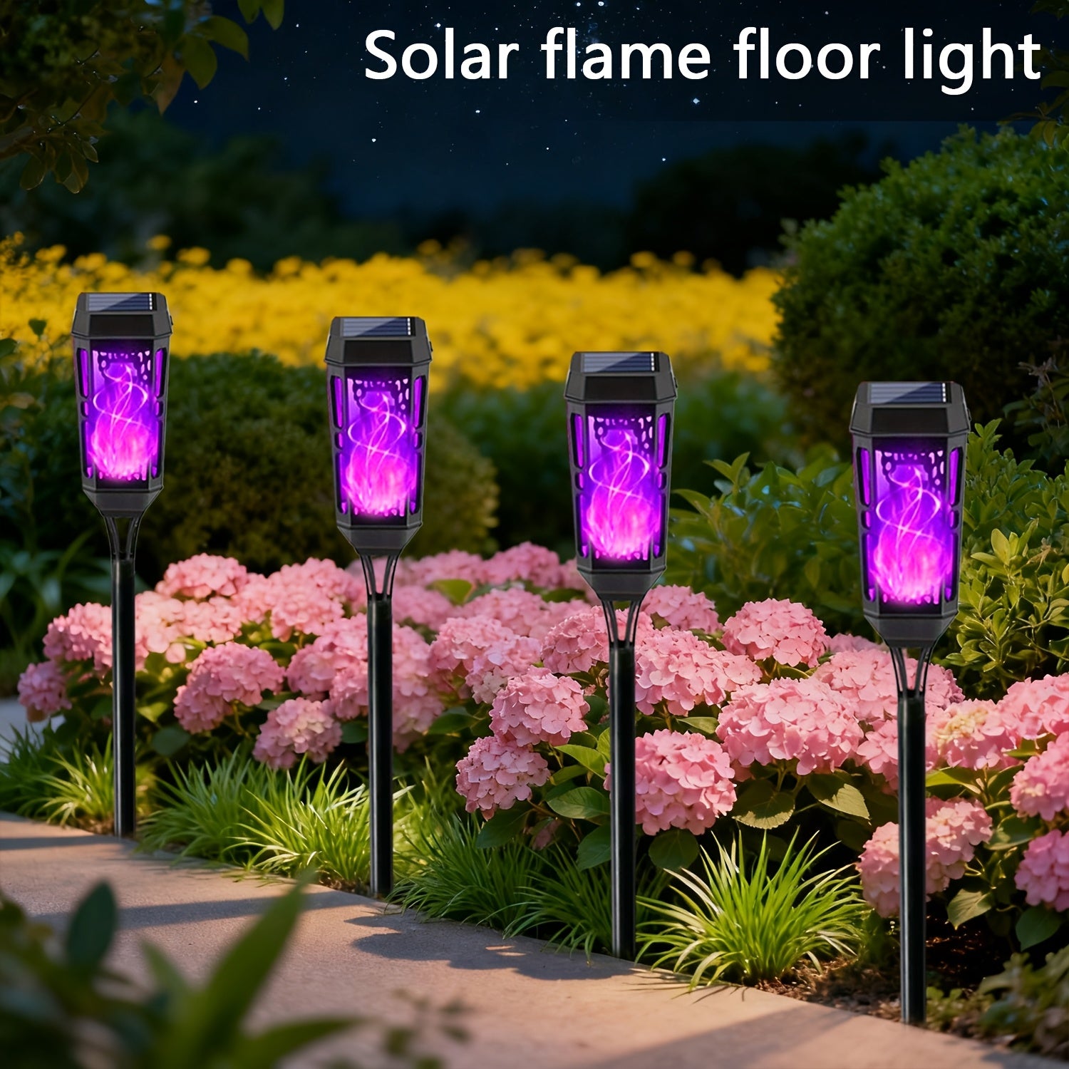 8/12pcs Outdoor Solar Flame Light, Solar Path Light, Solar Lawn Light, Solar Garden Light, Solar Lighting, Suitable for Courtyard, Villa, Shed, Patio, Party, Halloween, Christmas, Thanksgiving and Other Lighting Decoration
