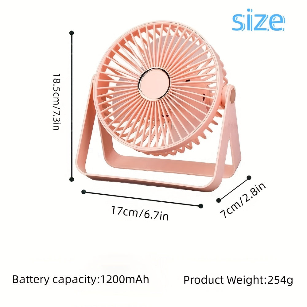 Portable Powered Desktop Hanging Fan, Pink & White Available, 3-Speed Quiet Adjustment, 360° Foldable Design with Sleep Light, Multifunctional Ultra-Slim Cooling Device for Home Office Travel