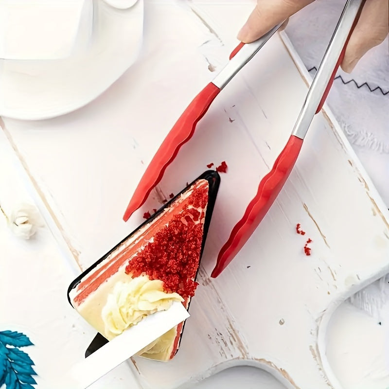 1PC Stainless Steel Food Tongs with Nylon Grip, 7 Inch Mini Heat Resistant Non-slip BBQ Tongs, Lockable Design Strong Grip, Ideal for Kitchen Cooking Outdoor BBQ Camping, Perfect Holiday Gift for Christmas Halloween Easter Thanksgiving Valentine's Day