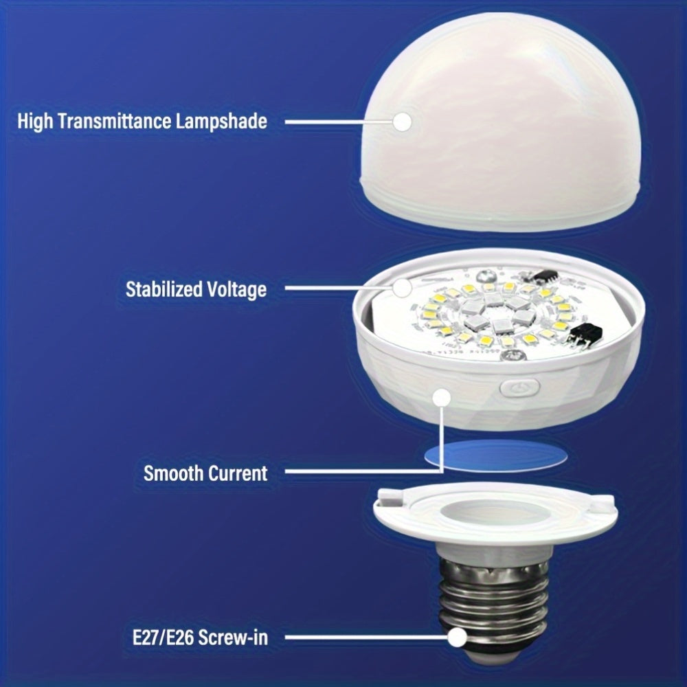 2PCS rechargeable smart RGB light, E26/E27 base bulb, 15 colors, with remote control for adjustable color temperature and brightness LED light, USB rechargeable bulb, suitable for living room, bedroom, chandelier, floor lamp
