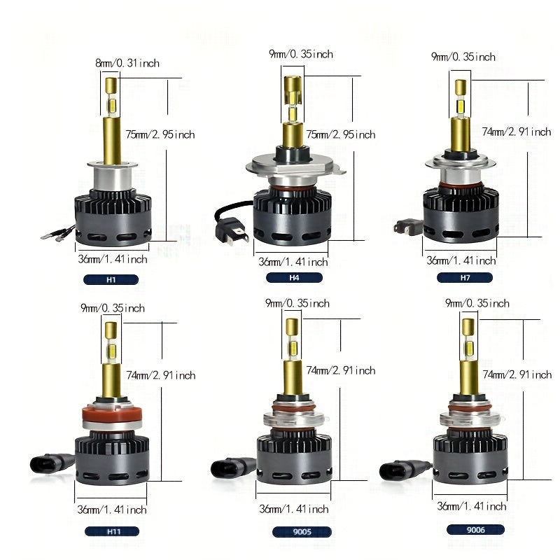 2PCS 1:1 OEM Optical Performance LED Car Headlight Bulbs, 110W High Brightness LED Bulbs, Hotspot Separation Technology, No Dead Light, H7/H1/H4/9005/HB3/9006/HB4/H11/H8/H9/H16