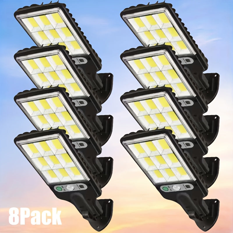 8/4 Pack Solar Street Light with PIR Motion Sensor, IP65 Protection Rating, 108 COB LED Security Wall Light with Remote Control, 3 Modes, Solar Searchlight Perfect for Garden, Courtyard, Porch, Garage Lighting
