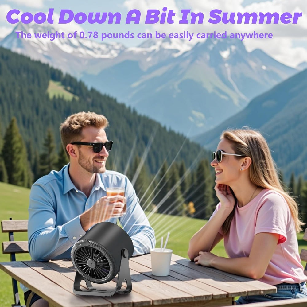 Portable Desktop Fan, 100 Speed Levels Rechargeable with 5 Gear Speed Selection, Quiet Operation Adjustable Fan Head, Compact USB Design Ideal for Home Office Bedroom Outdoor Use