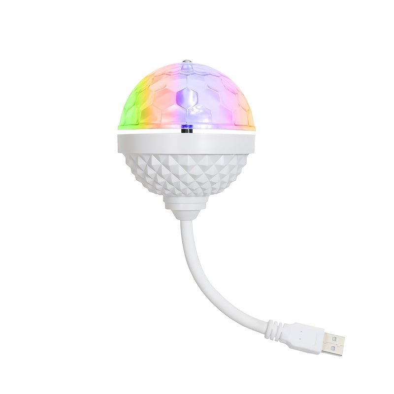 USB供电-彩色旋转魔球灯 360°可旋转方向7色旋转灯迪斯科舞厅灯酒吧卧室家用KTV闪光灯家庭派对舞台灯 用RGB LED舞台灯在家打造魔幻舞会！