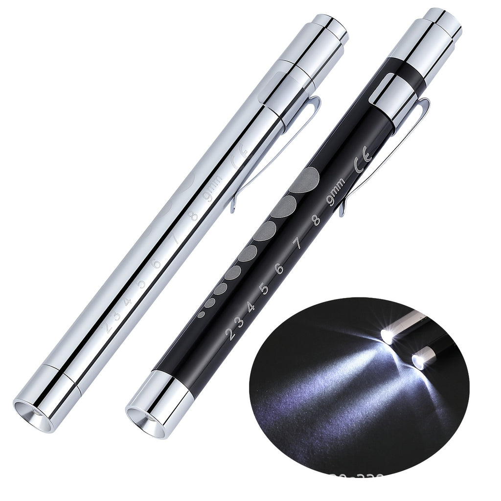 1 Lightweight Aluminum Alloy Shell Doctor LED Pen Light, with Pupil Gauge & 5cm Ruler, Stainless Steel Pocket Clip, Pen-Style Flashlight, Ideal for Nurses, Doctors, Nursing Students as a Portable Examination Light