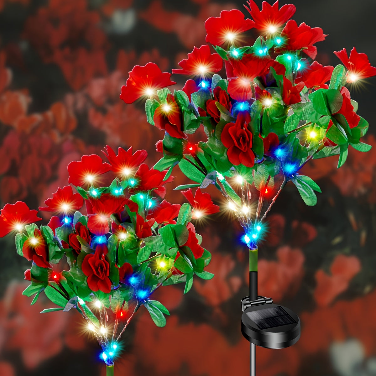 Solar Azalea Courtyard Light 2-Piece Set, IP65 Waterproof Outdoor Decoration, Suitable for Lawn / Patio, Holiday Gift (Christmas / Easter) for Mother / Wife