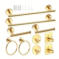10-Piece Matte Bathroom Hardware Set - SUS304 Bathroom Hook Set, 16" Hand Towel Bar, Tissue Holder, Angled Hooks, 2 Robe Hooks, Wall Mount Accessories
