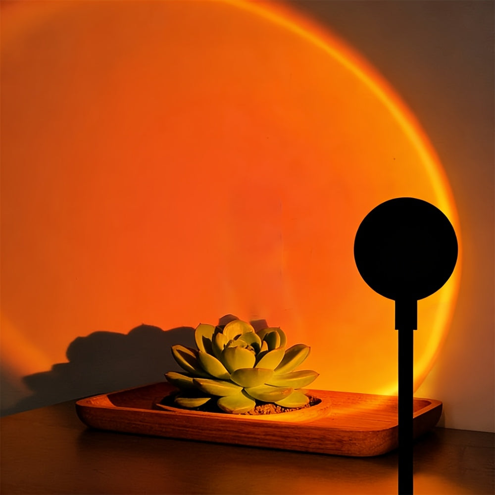 Colorful LED Sunset Lamp, 7 Colors Adjustable, USB Plug-and-Play, 360° Rotation, Sunset Light, Twilight Atmosphere Light, Suitable for Walls, Ceilings, Background Walls, Mini Portable, Great for Festivals, Parties, Gatherings