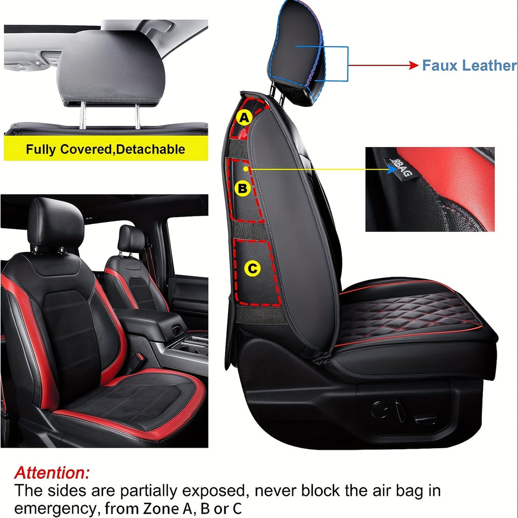 Full Set Seat Covers for Ford F150, Fits 2015-2025 Ford F150 and 2017-2025 Ford F250, F350, F450, Waterproof Artificial Leather