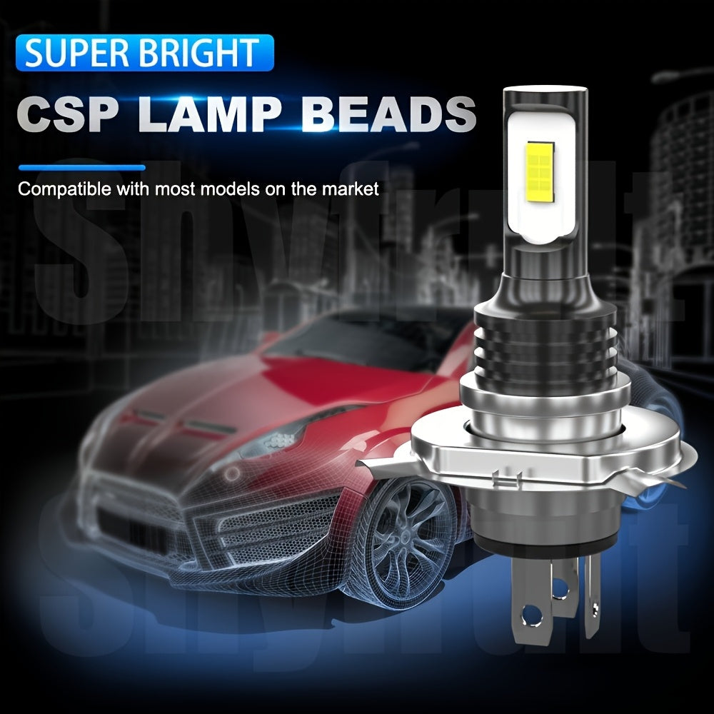 2pcs 9003/H4/HB2 Mini LED Car Headlight/Fog Light/Driving Light, 80W, 6000K, Super Bright Focused 3570 Chip, Lifespan Up to 50,000 Hours, No Battery, Plug-and-Play