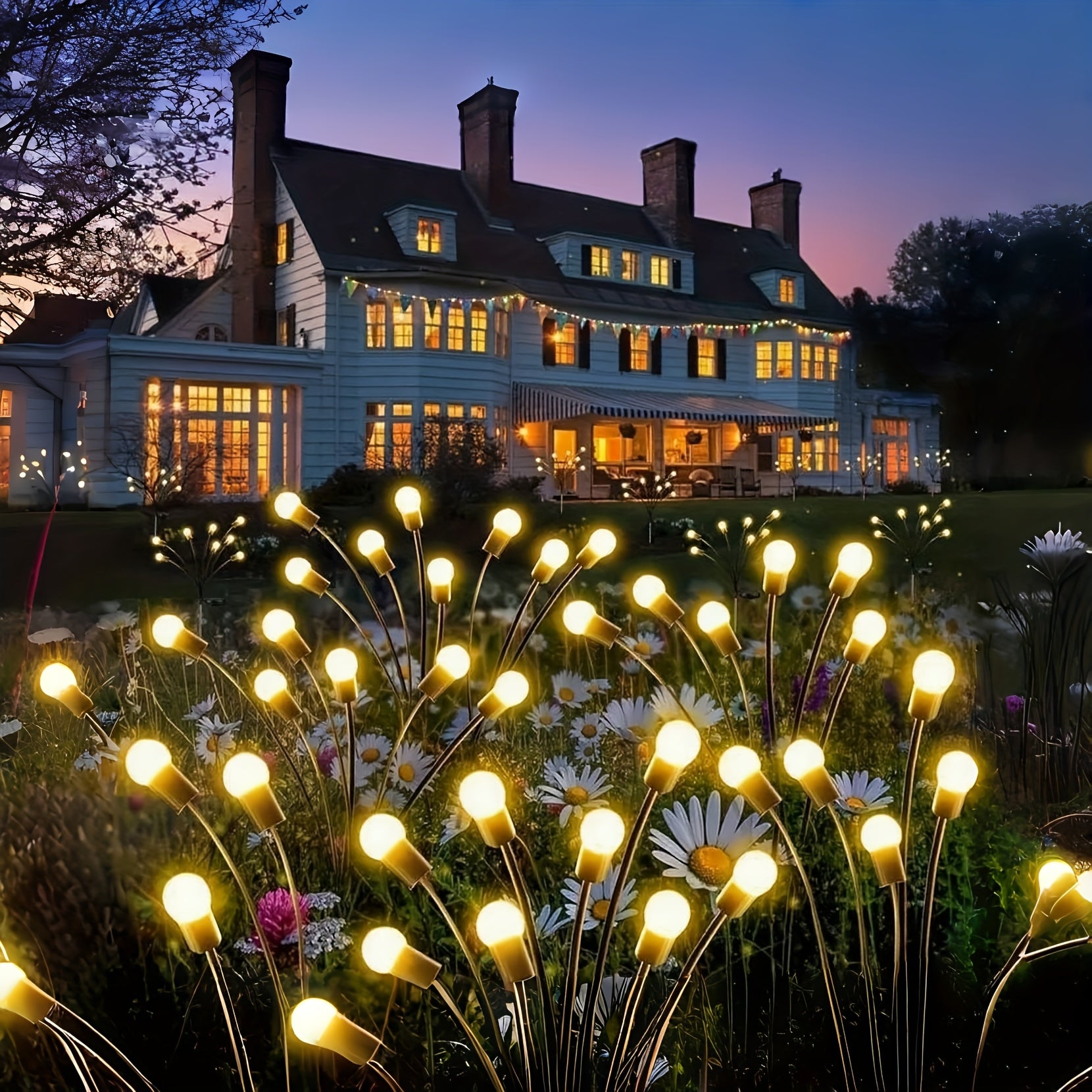 30-Inch 8-Piece LED Small White Ball Warm Light, Solar Powered, 8 Lighting Modes, Outdoor Swaying Light, Suitable for Outdoor Path, Garden, Courtyard Decorative String Light, Birthday Wedding Scene Decorative Atmosphere Creation