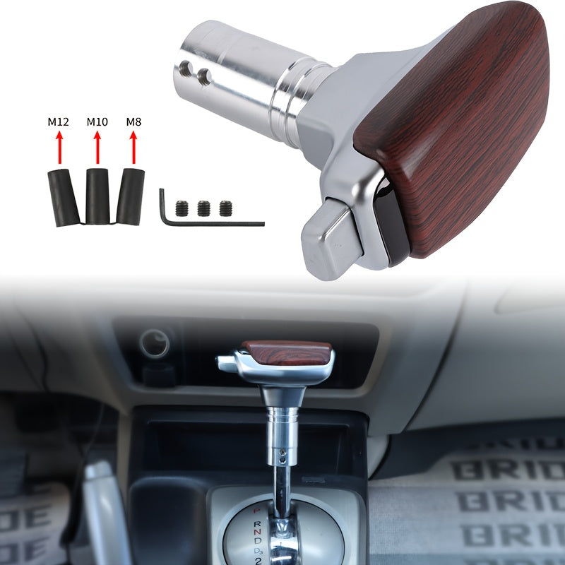 This Gear Shift Knob Features an Alloy Cover and Lever-Style Design, Paired with a PU Leather Shift Boot, Suitable for Most Automatic and Manual Transmission Vehicles