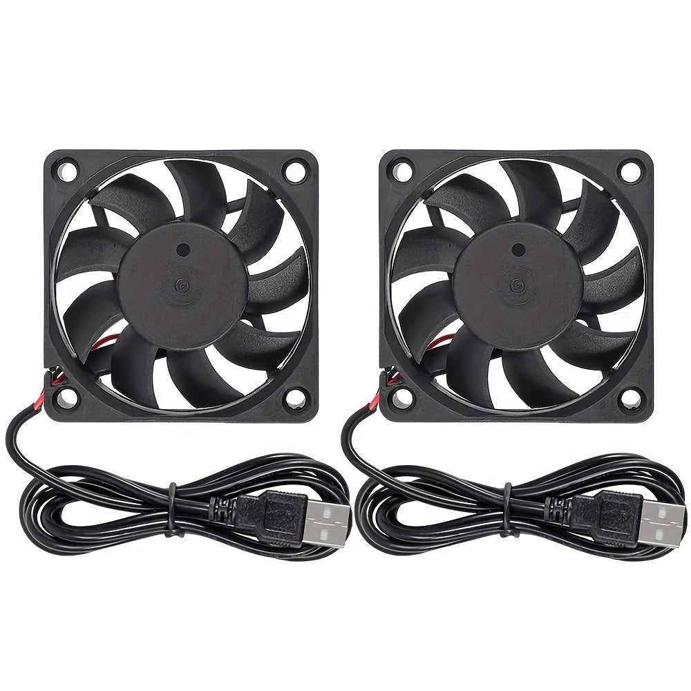 2 Pack 60mm DC 5V USB Fan, 6015 Brushless Cooling Fan 60mmx60mmx15mm 5V USB, Suitable for PC Case Heatsink Raspberry Pi Cooler