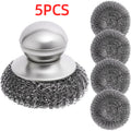 Stainless Steel Kitchen Scrubber Brush with Handle – Heavy-Duty Pot & Dish Cleaning Tool for Stubborn Stains, Easy-Grip Design for Effortless Kitchen Cleaning