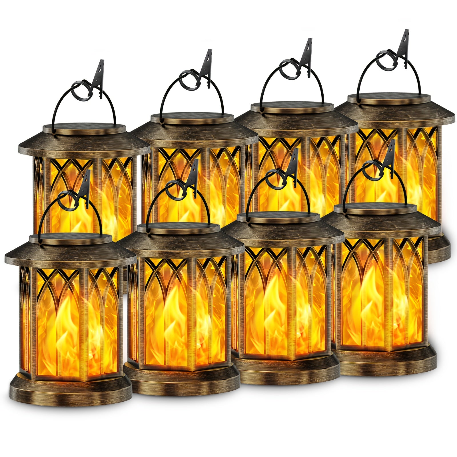 Flickering Flame Solar Hanging Light, Upgraded 2/4-Pack Outdoor IPX5 Waterproof Solar Light, Hanging Decorative Light, Automatic On/Off Solar Light for Courtyard, Patio, Path, Tree, Garden Decoration, Women's Holiday Gift