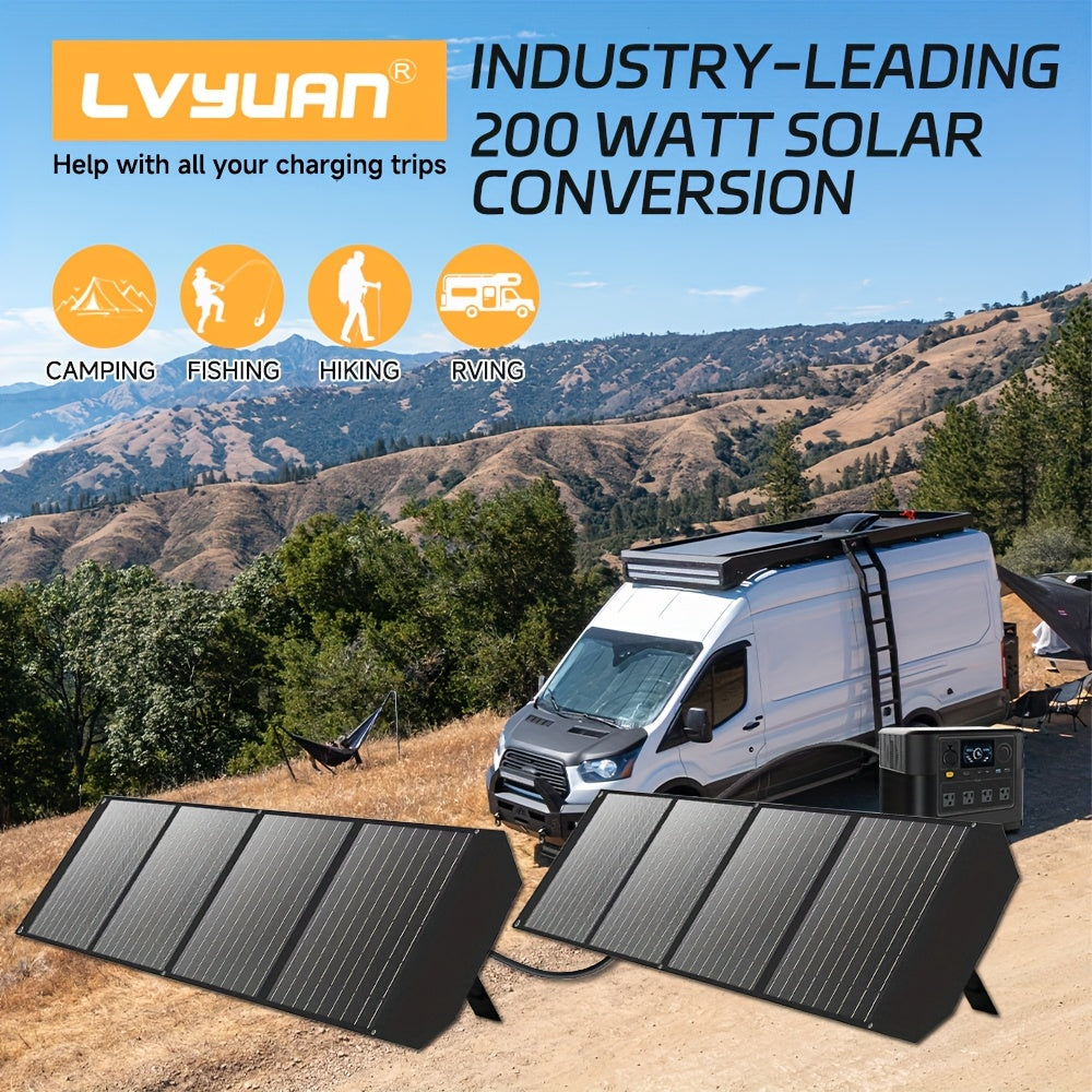 LVYUAN 200W/400W 36V 可攜式單晶矽太陽能板，超輕折疊太陽能板套件，帶可調式支架，可折疊太陽能板套件，適合露營的便攜式太陽能充電器，適用於露營車、船、筆記型電腦、貨車太陽能發電機。
