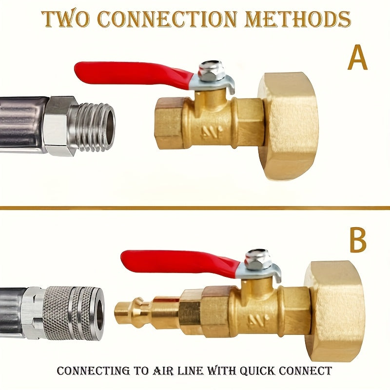 RV Winterize Blowout Adapter, with 1/4" Quick Connect Plug and 3/4" Garden Hose Thread, Winterize Quick Adapter with Ball Valve for Boat Camper Trailer Sprinkler System Irrigation Kit Fittings