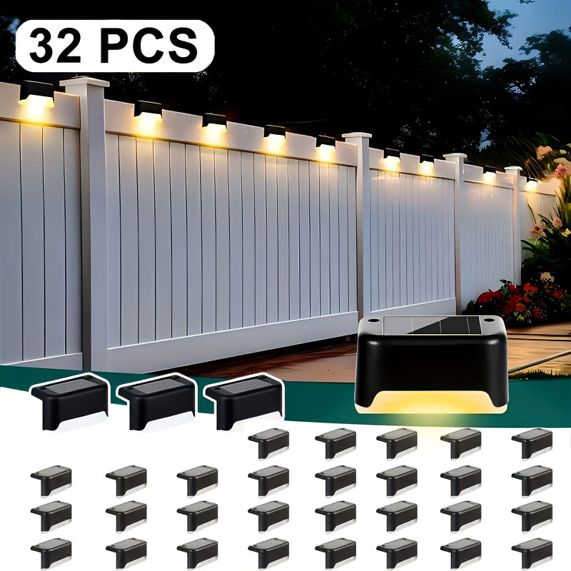 32/16/8/4 Pack Solar Outdoor Courtyard Light - Waterproof LED Warm White Landscape Lighting, Durable Matte Metal Finish, Auto On/Off Solar Light, Perfect for Stairs, Steps, Fences, Courtyards and Pathways, Sturdy Structure