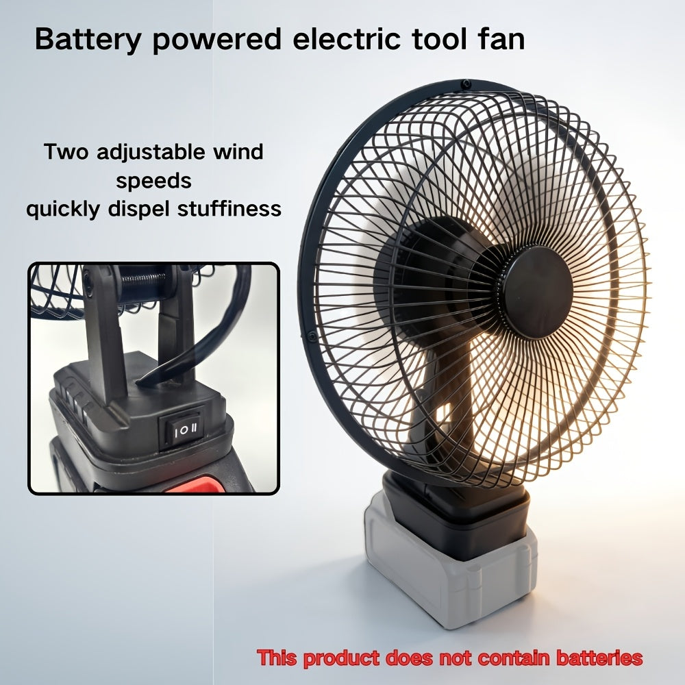 Camping Fan, Black Quiet Fan, 2-Speed Adjustable, Low Noise & Strong Wind, Portable Durable Cordless Fan for Camping and Construction Site, Battery-Free Design