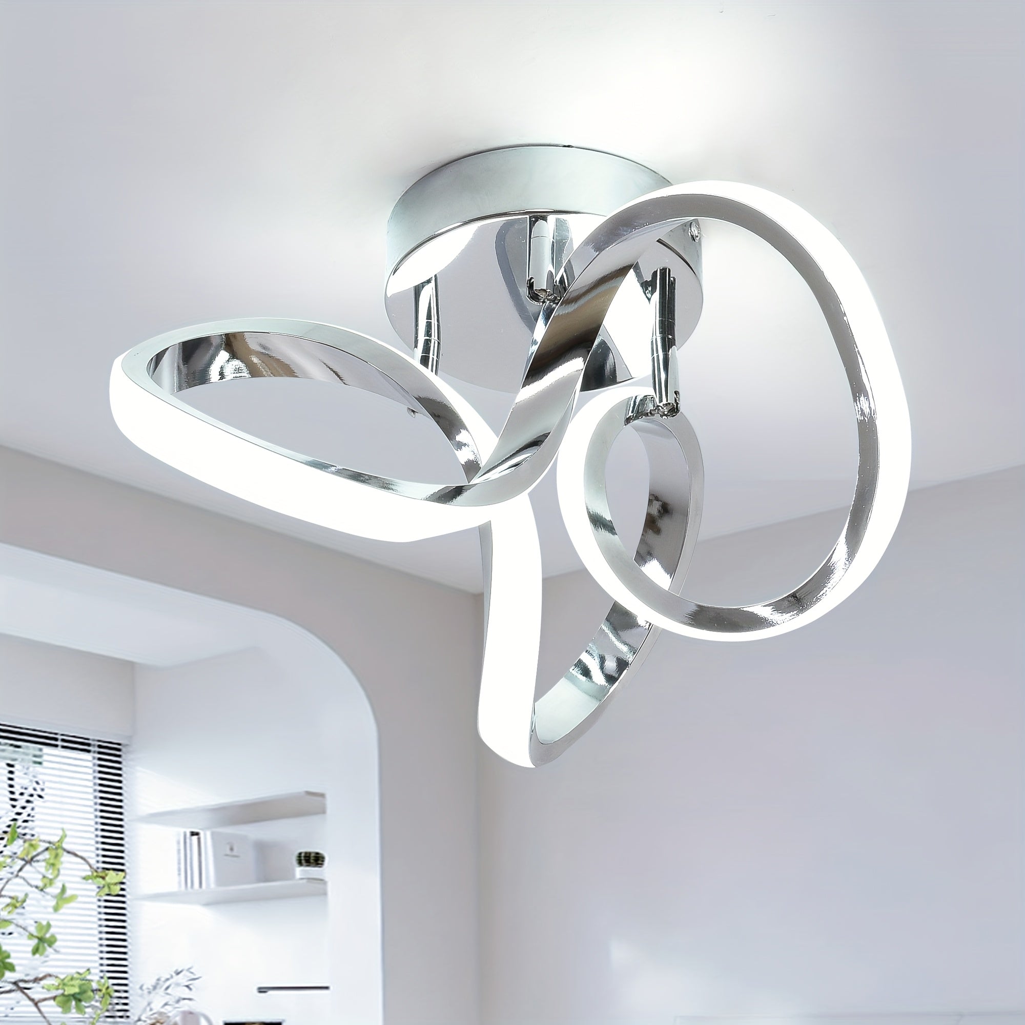 Gainid hallway light, acrylic modern LED ceiling light, cool white 6000K, flush mount ceiling light for bedroom, bathroom, kitchen, balcony, hallway, staircase, passage, curved creative design ceiling light