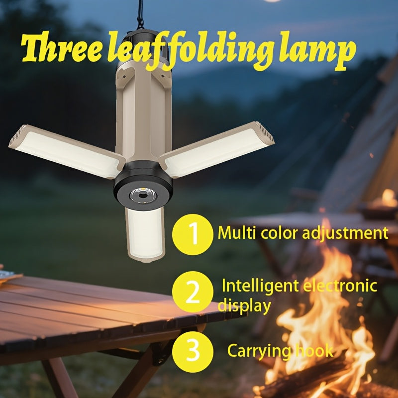 Portable LED Camping Light with Hook, Multifunctional Foldable 360° Panoramic Tent Lamp