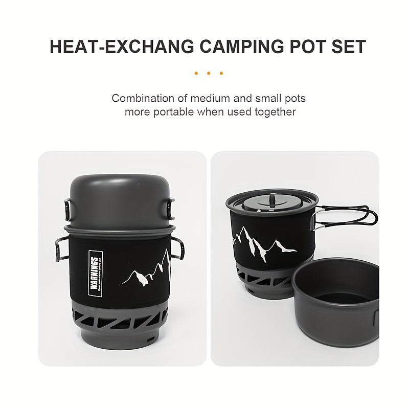 33.81OZ Portable Camping Cookware Set with Windproof Backpacking Stove & Bowl - Aluminum Alloy Burner Alpine Reactor Gas Stove Outdoor Propane Cooking Gear, Jet Burner Kit, Ideal for Hiking, Off-Road, Fishing, Hunting Trips and Emergency Situations/