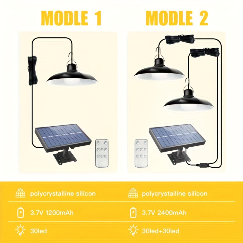 Solar Pendant Light Commercial Lighting Commercial Street and Area Lighting, Commercial Patio Light, Garage Light, Switch Control, White Light, with Installation Hardware, Perfect for Barns, Storage Rooms, Courtyards, Corridors, Gardens