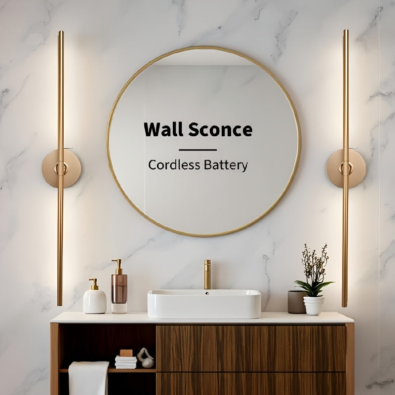 No-Disassembly Wall Light / 360° Rotating Wireless Wall Light, Powered by Removable Rechargeable Battery: 3000K-6000K Multi-Level Brightness, Touch & Remote Control Wall Light / Mirror Light, with Memory Function and Timer