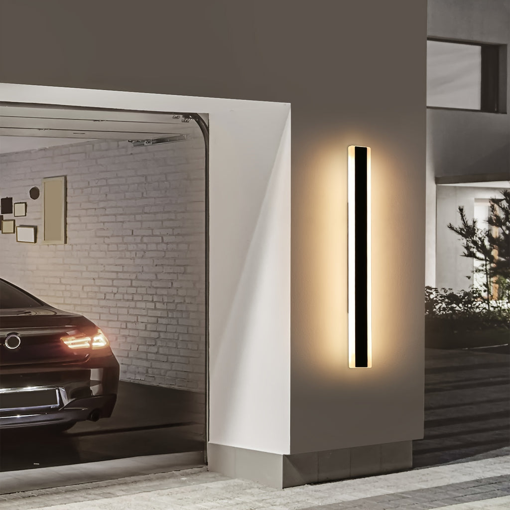 1/2-Piece Modern Outdoor Wall Light, 10%-100% Dimmable Linear Exterior Wall Light, IP65 Waterproof 3000K/4500K/6000K Long LED Wall Light with Remote Control Dimming, Heavy-Duty Hardwired Installation, Suitable for Porch, Garage