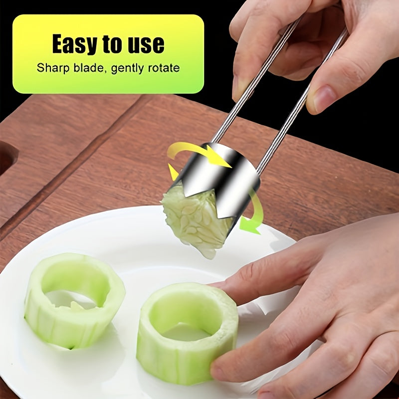 Stainless Steel Pit Remover – Red Bell Pepper Corer, Vegetable & Fruit Seed Cutter, Convenient Kitchen Tool for Fast Removal, Usable in All 4 Seasons