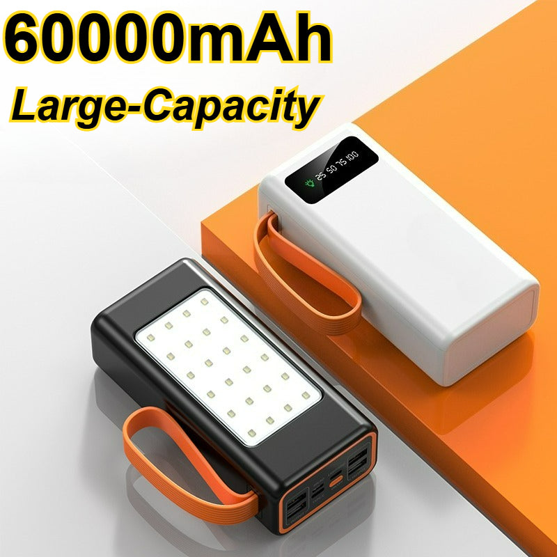 60000mAh Two-way Fast Charging Power Bank with LED Neon Flashlight, Large Capacity Portable Bidirectional Mobile Power Source External Tito C Compatible with Smart Phones, for iPhone 17Pro Max/ 16/ 15/ 14/ 13/ 12/ 11 Etc., for Samsung Most Smart